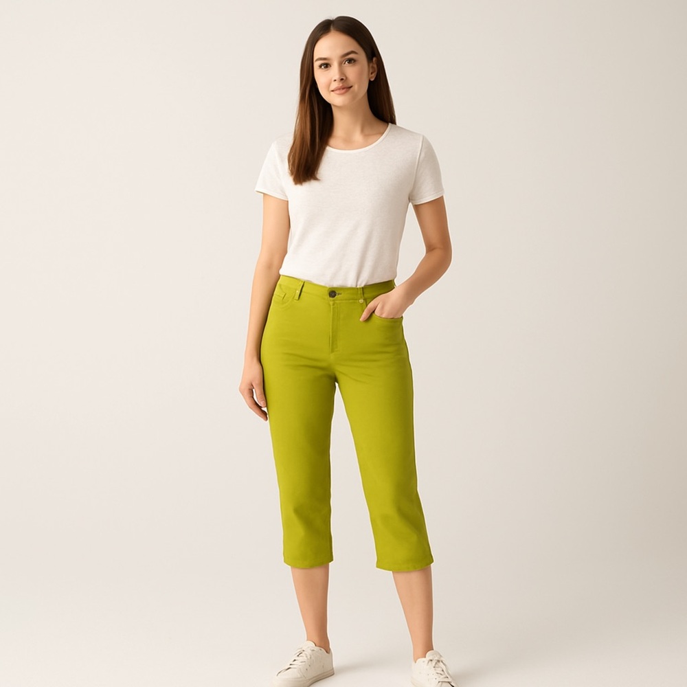 ND New Directions Weekend Cuffed Capri Women's size 10 Green Denim Jeans